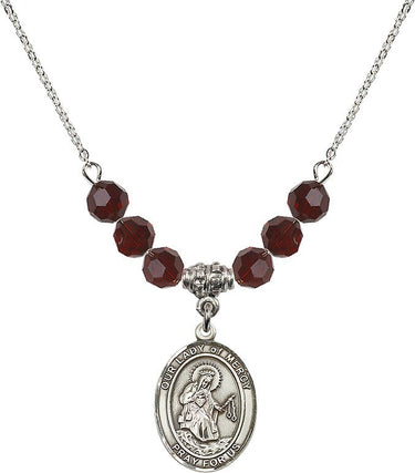 Our Lady of Mercy Birthstone Necklace | 3/4 inch | 6mm Beads