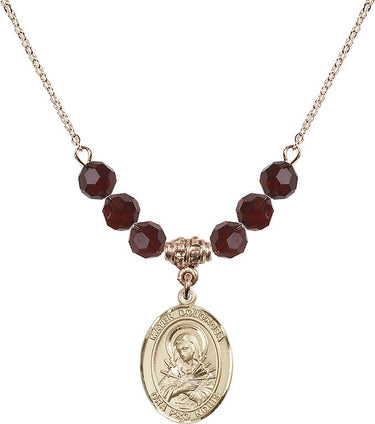 Mater Dolorosa Birthstone Necklace | 3/4 inch | 6mm Beads
