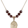 Saint Peter Nolasco Birthstone Necklace | 3/4 inch | 6mm Beads  Garnet 14kt Gold Filled