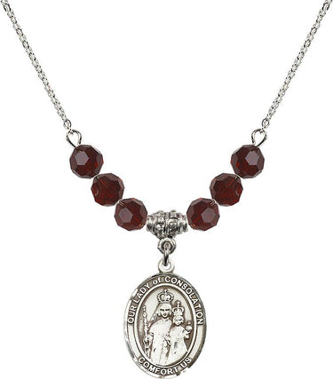Our Lady of Consolation Birthstone Necklace | 3/4 inch | 6mm Beads