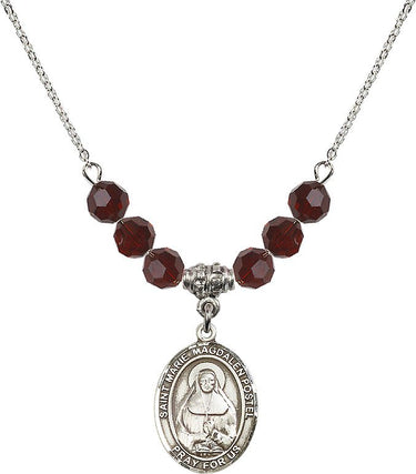 Saint Marie Magdalen Postel Birthstone Necklace | 3/4 inch | 6mm Beads