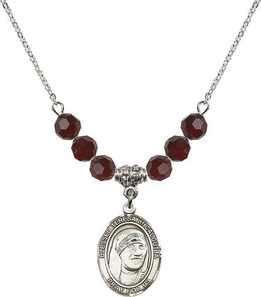 Saint Teresa of Calcutta Birthstone Necklace | 3/4 inch | 6mm Beads