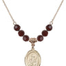Saint Athanasius Birthstone Necklace | 3/4 inch | 6mm Beads  Garnet 14kt Gold Filled