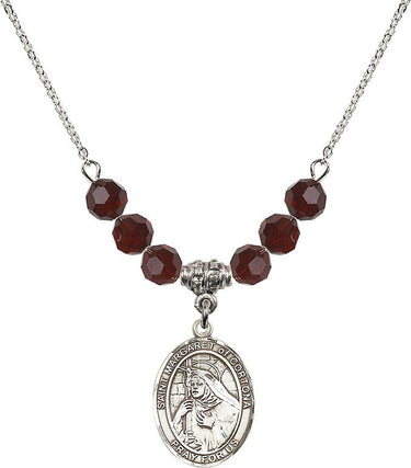 Saint Margaret of Cortona Birthstone Necklace | 3/4 inch | 6mm Beads