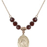 Saint Bede the Venerable Birthstone Necklace | 3/4 inch | 6mm Beads  Garnet 14kt Gold Filled