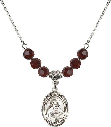 Saint Bede the Venerable Birthstone Necklace | 3/4 inch | 6mm Beads