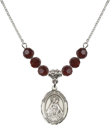 Our Lady of Olives Birthstone Necklace | 3/4 inch | 6mm Beads