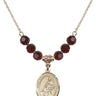 Saint Thomas of Villanova Birthstone Necklace | 3/4 inch | 6mm Beads  Garnet 14kt Gold Filled