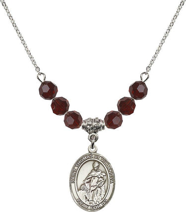 Saint Thomas of Villanova Birthstone Necklace | 3/4 inch | 6mm Beads