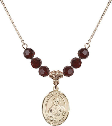 Saint Pius X Birthstone Necklace | 3/4 inch | 6mm Beads