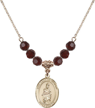 Our Lady of Victory Birthstone Necklace | 3/4 inch | 6mm Beads