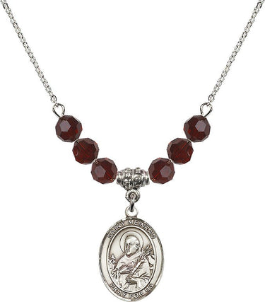 Saint Meinrad of Einsiedeln Birthstone Necklace | 3/4 inch | 6mm Beads