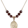 Saint Rosalia Birthstone Necklace | 3/4 inch | 6mm Beads  Garnet 14kt Gold Filled