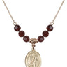 Saint Roch Birthstone Necklace | 3/4 inch | 6mm Beads  Garnet 14kt Gold Filled