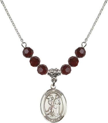 Saint Roch Birthstone Necklace | 3/4 inch | 6mm Beads