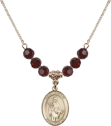 Saint Amelia Birthstone Necklace | 3/4 inch | 6mm Beads