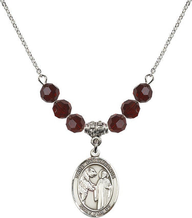 Saint Columbanus Birthstone Necklace | 3/4 inch | 6mm Beads
