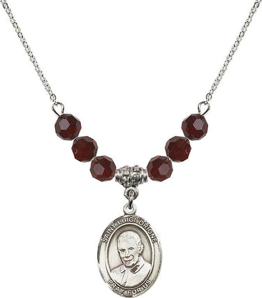 Saint Luigi Orione Birthstone Necklace | 3/4 inch | 6mm Beads