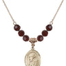 Saint Kenneth Birthstone Necklace | 3/4 inch | 6mm Beads  Garnet 14kt Gold Filled