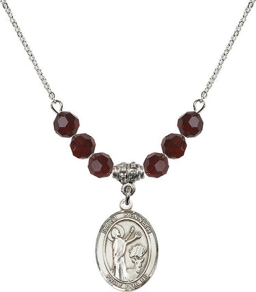 Saint Kenneth Birthstone Necklace | 3/4 inch | 6mm Beads