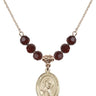 Saint Edmund Campion Birthstone Necklace | 3/4 inch | 6mm Beads  Garnet 14kt Gold Filled