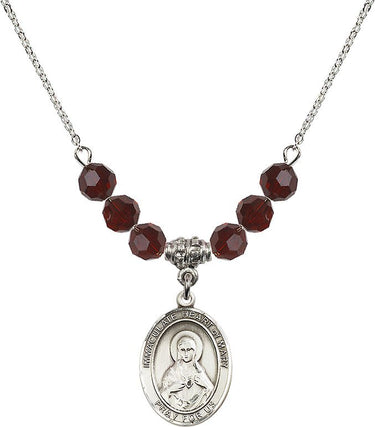 Immaculate Heart of Mary Birthstone Necklace | 3/4 inch | 6mm Beads