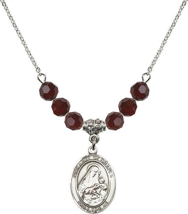 Our Lady of Grapes Birthstone Necklace | 3/4 inch | 6mm Beads
