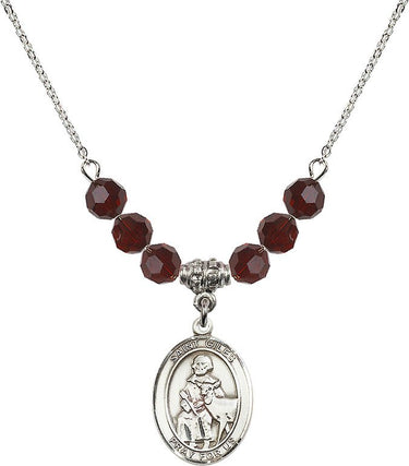 Collar de San Gil con piedra de nacimiento | 19 mm | Cuentas de 6 mm