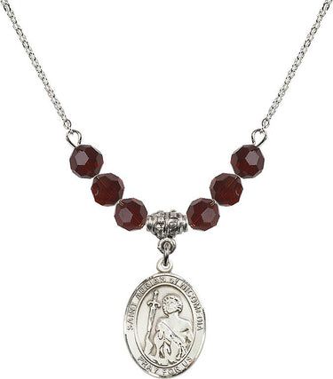 Collar de San Adrián de Nicomedia con piedra natal | 1,9 cm | Cuentas de 6 mm