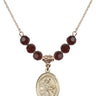 Saint Eustachius Birthstone Necklace | 3/4 inch | 6mm Beads  Garnet 14kt Gold Filled