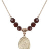 Saint John Chrysostom Birthstone Necklace | 3/4 inch | 6mm Beads  Garnet 14kt Gold Filled