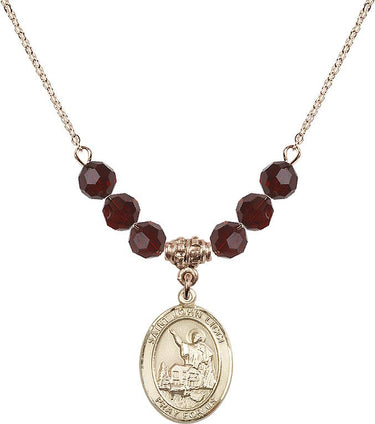 Collar de San Juan Licci con piedra de nacimiento | 1,9 cm | Cuentas de 6 mm
