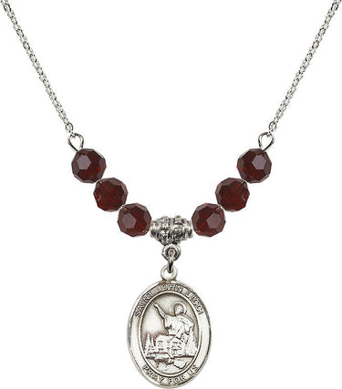 Collar de San Juan Licci con piedra de nacimiento | 1,9 cm | Cuentas de 6 mm