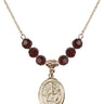 Saint Edwin Birthstone Necklace | 3/4 inch | 6mm Beads  Garnet 14kt Gold Filled