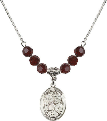 Collar con la piedra natal de San Edwin | 1,9 cm | Cuentas de 6 mm