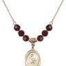 Saint Josemaria Escriva Birthstone Necklace | 3/4 inch | 6mm Beads  Garnet 14kt Gold Filled