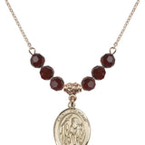 Saint Polycarp of Smyrna Birthstone Necklace | 3/4 inch | 6mm Beads  Garnet 14kt Gold Filled