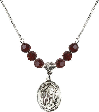 Collar de San Policarpo de Esmirna con piedra natal | 1,9 cm | Cuentas de 6 mm