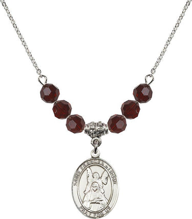 Collar de Santa Francisca de Roma con piedra de nacimiento | 1,9 cm | Cuentas de 6 mm