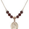 Divine Mercy Birthstone Necklace | 3/4 inch | 6mm Beads  Garnet 14kt Gold Filled