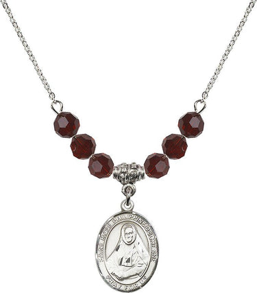 Collar de Santa Rosa Filipina Duchesne con piedra de nacimiento | 1,9 cm | Cuentas de 6 mm