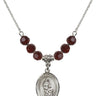 Saint Anne Birthstone Necklace | 3/4 inch | 6mm Beads  Garnet Sterling Silver