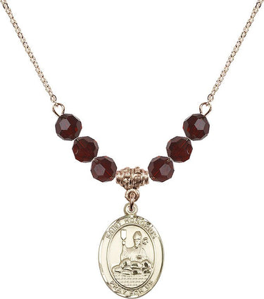 Collar con piedra natal de San Honorato de Amiens | 1,9 cm | Cuentas de 6 mm