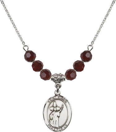 Saint Aidan of Lindesfarne Birthstone Necklace | 3/4 inch