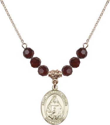 Saint Theodora Birthstone Necklace | 3/4 inch | 6mm Beads