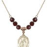 Saint Raymond of Penafort Birthstone Necklace | 3/4 inch | 6mm Beads  Garnet 14kt Gold Filled
