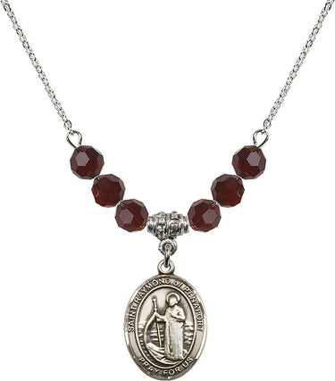 Saint Raymond of Penafort Birthstone Necklace | 3/4 inch