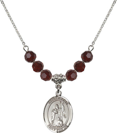 Saint Drogo Birthstone Necklace | 3/4 inch | 6mm Beads