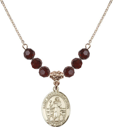 Saint Bernadine of Sienna Birthstone Necklace | 3/4 inch