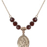 Our Lady of Assumption Birthstone Necklace | 3/4 inch | 6mm Beads  Garnet 14kt Gold Filled